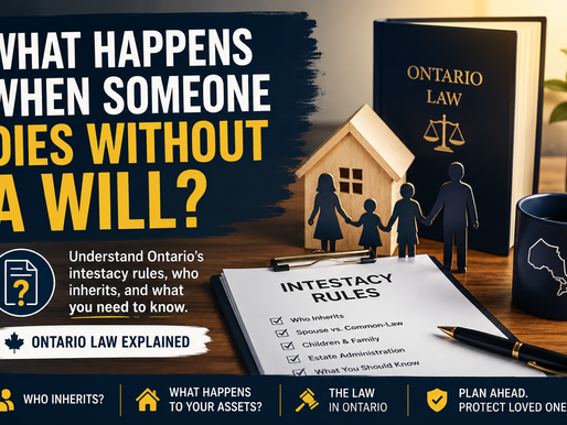 Ontario law poster on what happens when someone dies without a will.