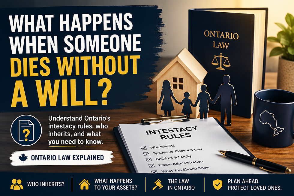 Ontario law poster on what happens when someone dies without a will.