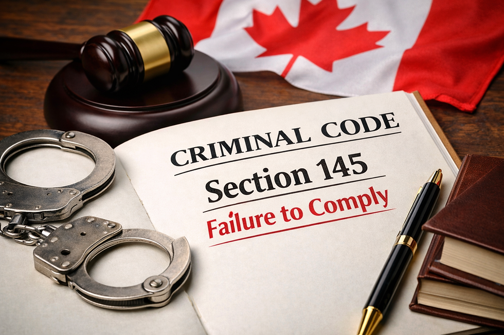 Open law book showing "CRIMINAL CODE Section 145 Failure to Comply.