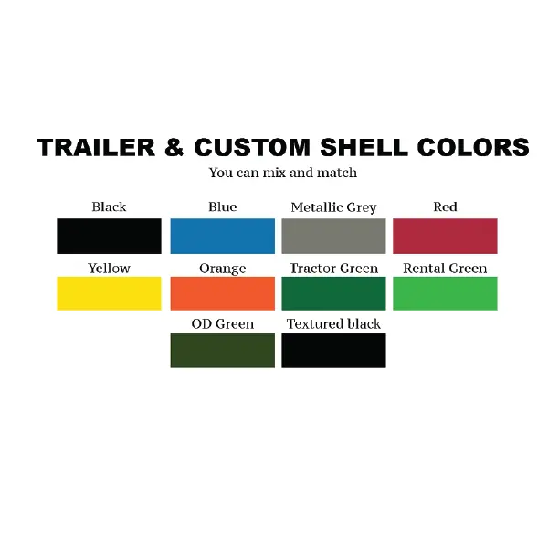 Color options for tandem axle drop deck trailers showing multiple designs.