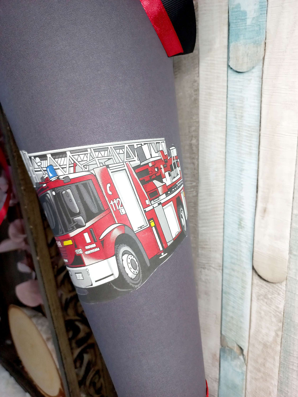 Miniaturbild: Schultüte aus Stoff / Feurerwehr / Flammen