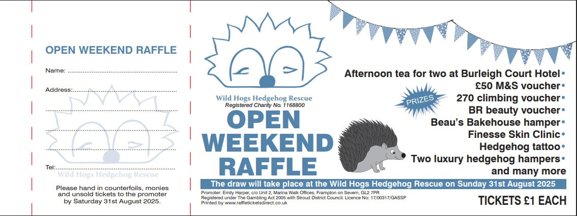 Weekend Splurge Raffle Open Weekend Raffle | Wild Hedgehog Rescue