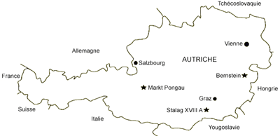 Carte d'Autriche avec les Stalag