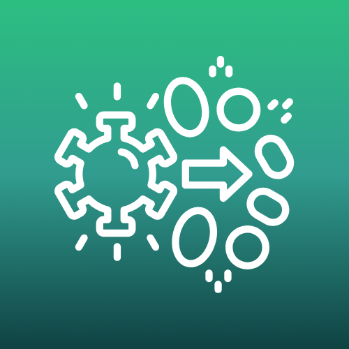 Virus-to-cells conversion icon – symbolizing autoimmune care and rheumatology.