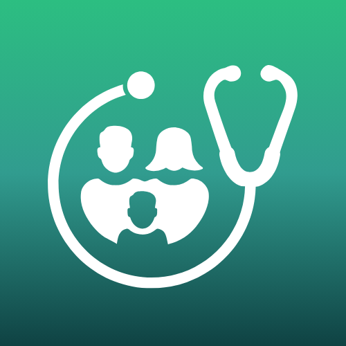 Stethoscope around a family – representing family medicine and general check-ups.