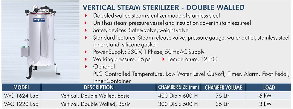 Thumbnail: VERTICAL STEAM STERILIZER - DOUBLE WALLED