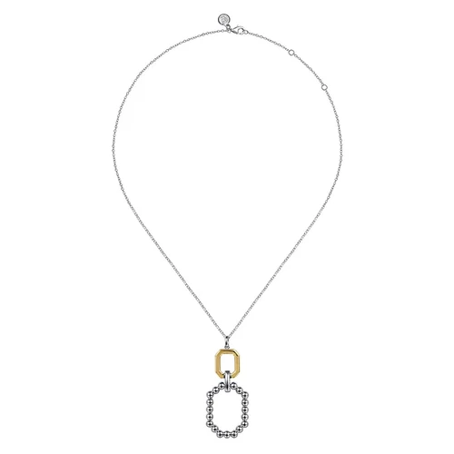 925 Sterling Silver and 14K Yellow Gold Octagon Bujukan Drop