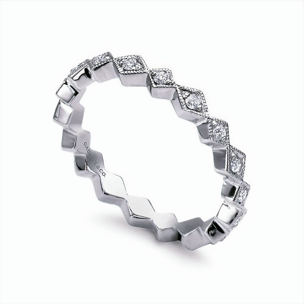 Thumbnail: 14K White Gold Geometric Diamond Stackable Ring