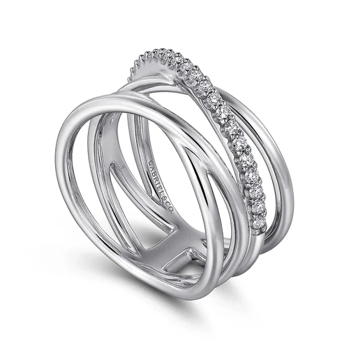 Sterling Silver White Sapphire Twisted Ring Kanricks Jewelers