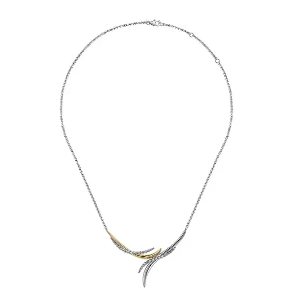Thumbnail: 925 Sterling Silver and 14K Yellow Gold Bujukan Bypass Necklace