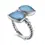 Thumbnail: 925 Sterling Silver Rock Crystal and Turquoise Bypass Ring