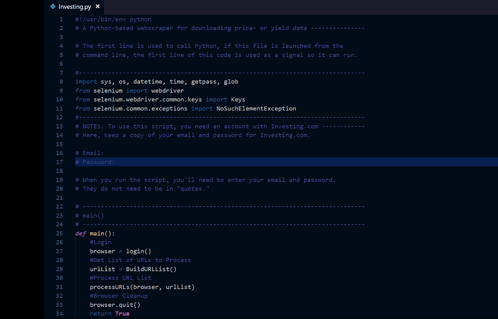 Web scraper: Investing.py