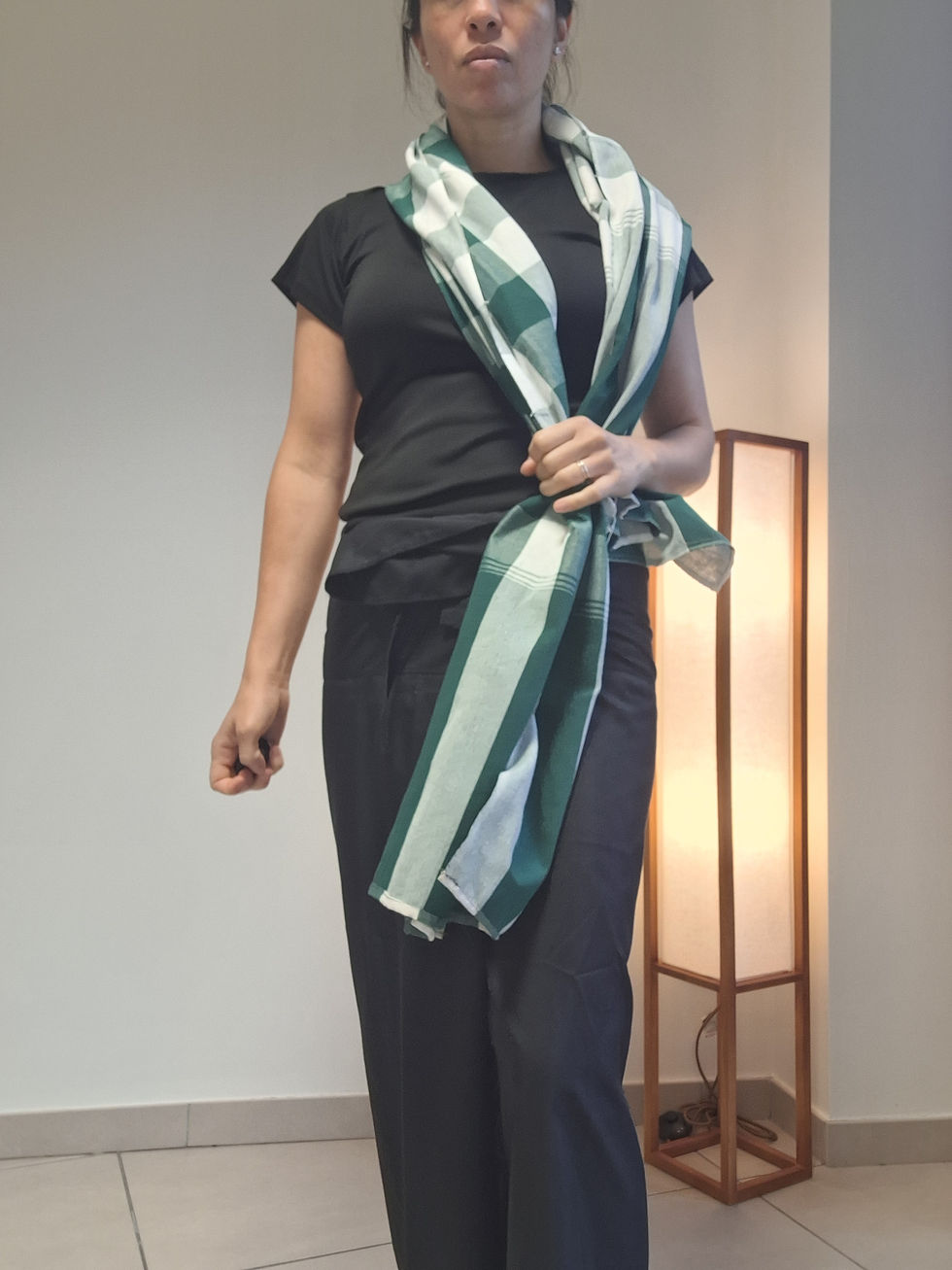 Thumbnail: Pha Khao Ma Green with person wear as scarf