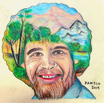 Bob Ross double exposure.