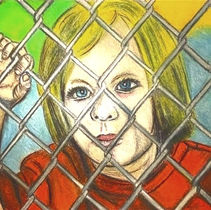 Through the fence.