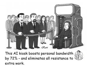 AI Productivity Ethics Cartoon: Eliminating Personal Resistance