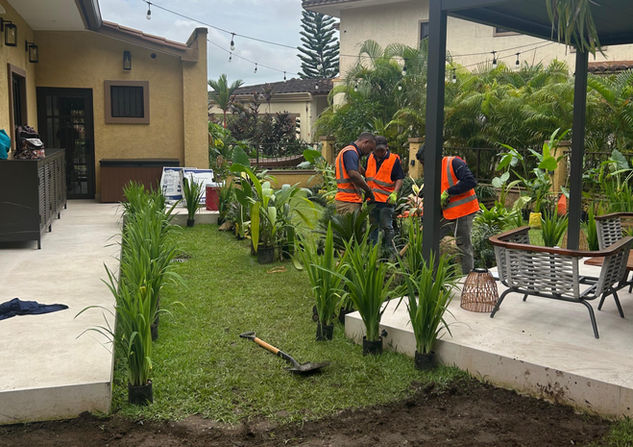 Proyecto de paisajismo en proceso en la Ciudad de Panamá.