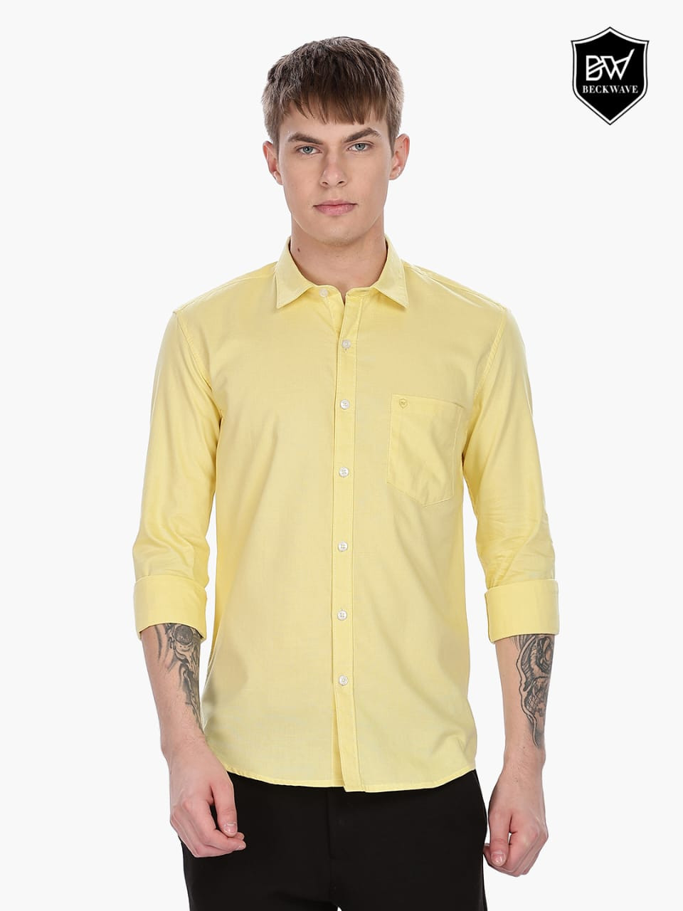 Thumbnail: Lemon Yellow Regular Fit Solid Casual Shirt