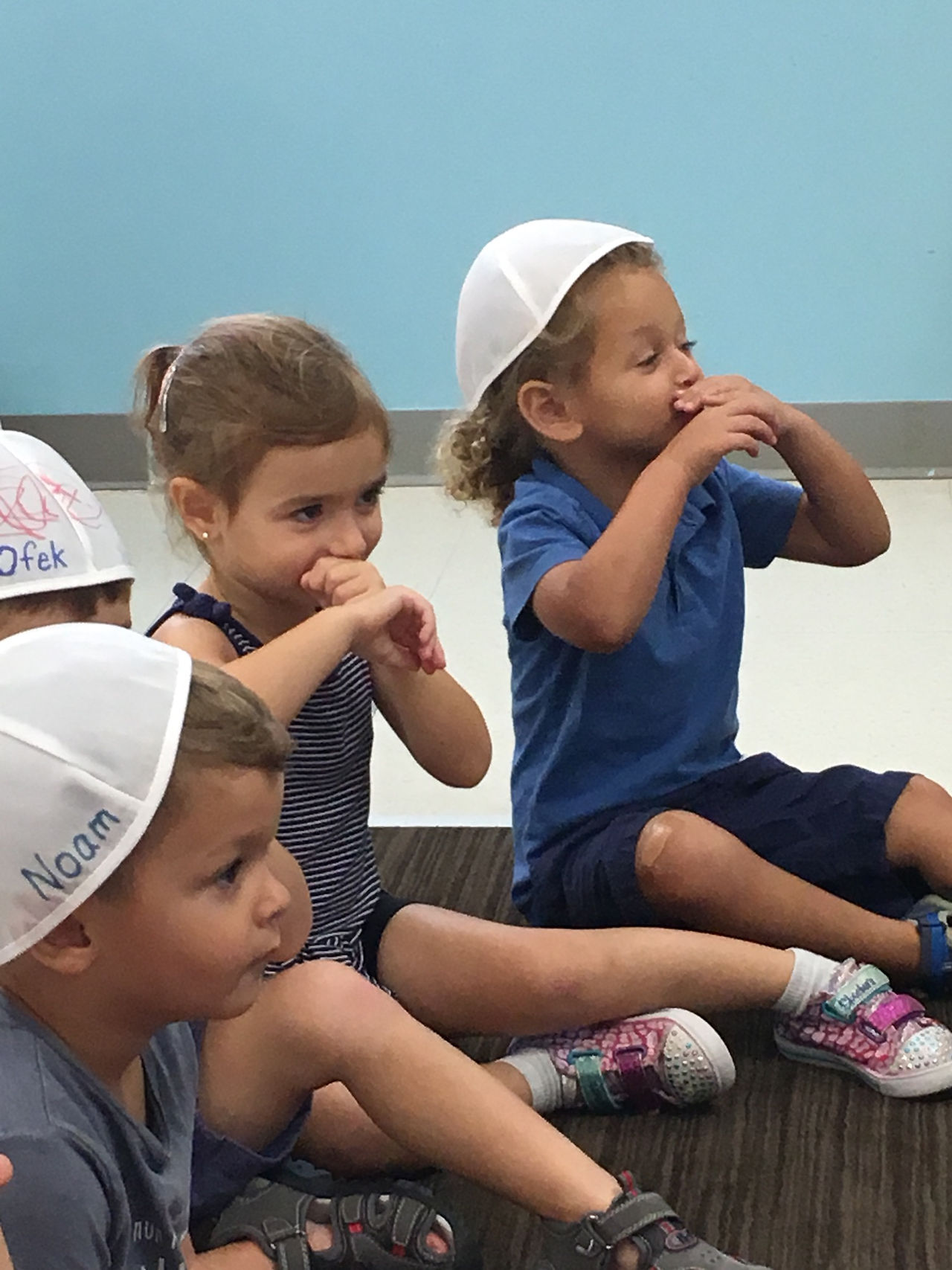 Pretend shofar blowing