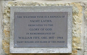 Plaque posée sur l'église de Fairlie