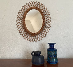 Miroir ovale en rotin