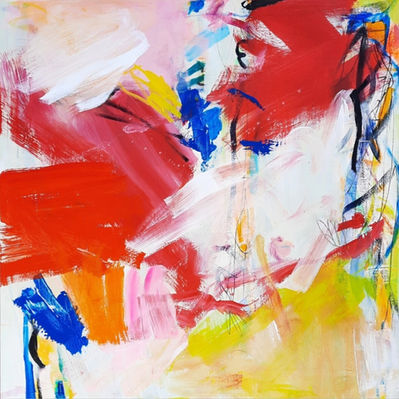 'Big boys cry', peinture abstraite signée Roxane Malu, 2022. Techniques mixtes sur toile de coton