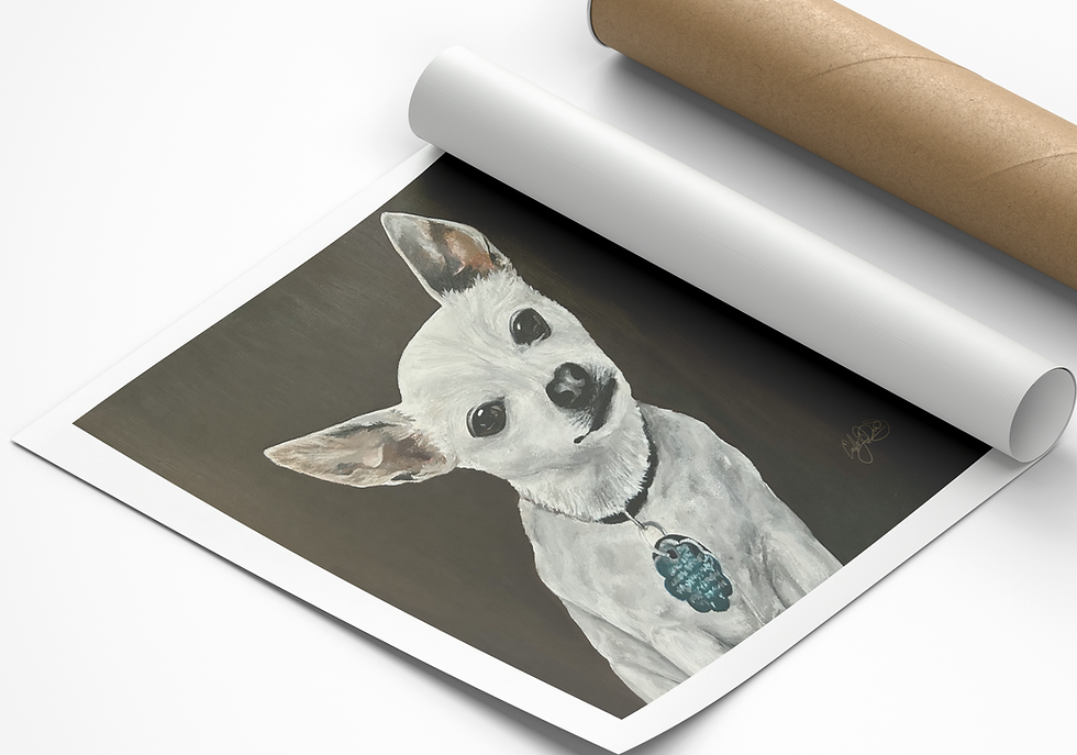 Thumbnail: (Solid Color Background) Hand Painted Pet Portrait ROLLED CANVAS