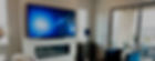 tv mounted aboved fireplace
