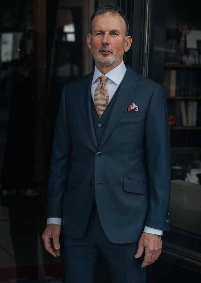 Navy Mens Suit with Vest with Pocketsquare from Bureau