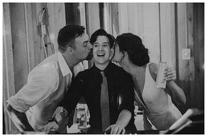 dj at wedding reception with bride and groom