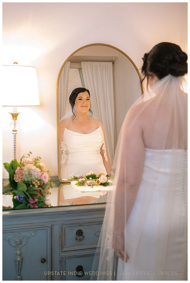 Bride Getting ready in bridal suite at The Show at Shea's Seneca