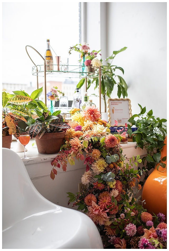 bold Wedding Flowers with Signage and Decor 