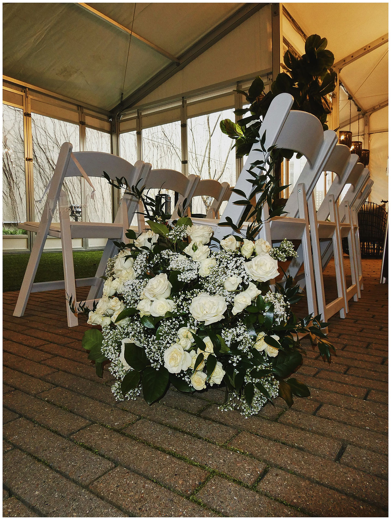 White wedding aisle markers