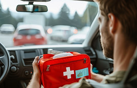 closeup-person-holding-red-first-aid-kit-with-white-cross-preparing-emergencies-near-vehic