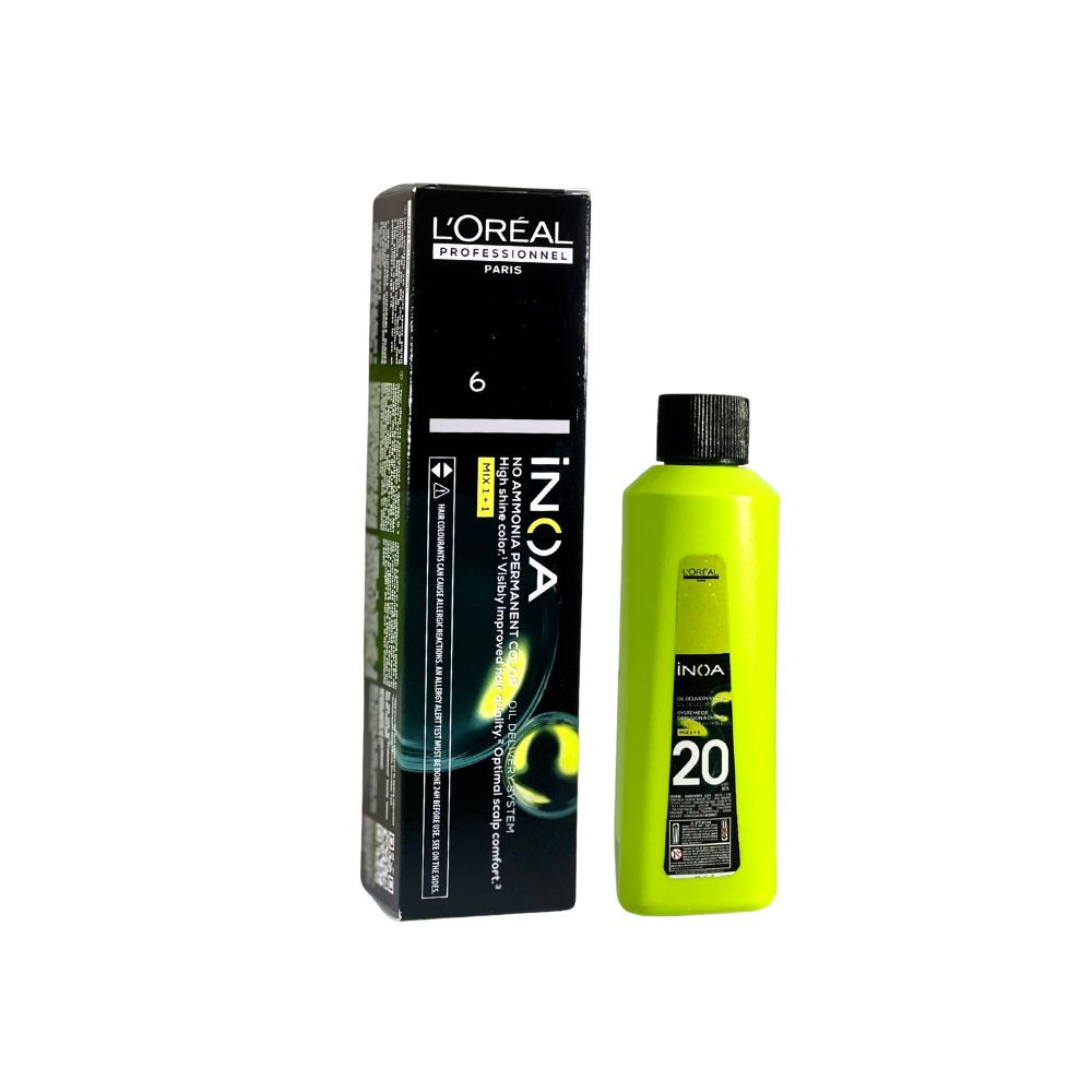 L’Oreal Professionnel Inoa Hair Color 6 (Dark Blonde) 60gm+Inoa 20 Vol Developer