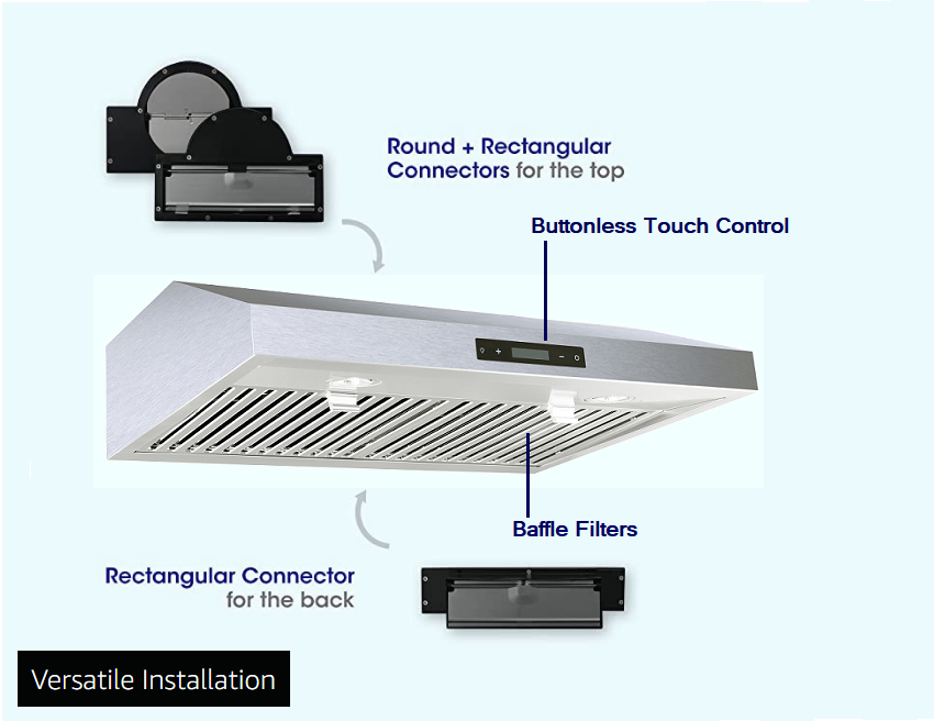 Thumbnail: Vertrons 30" 850CFM professional Stainless steel Range Hood, VSP-U04