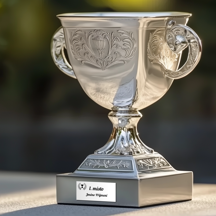 Štítky na poháry kovové.