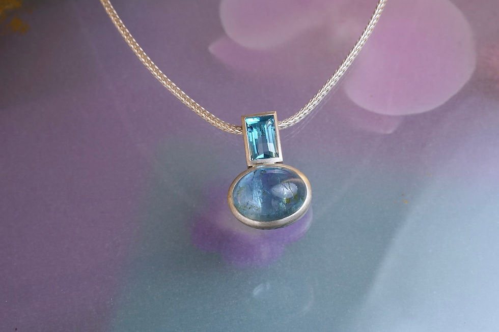 Silber: Kettenanhänger Aquamarin/Zirkon