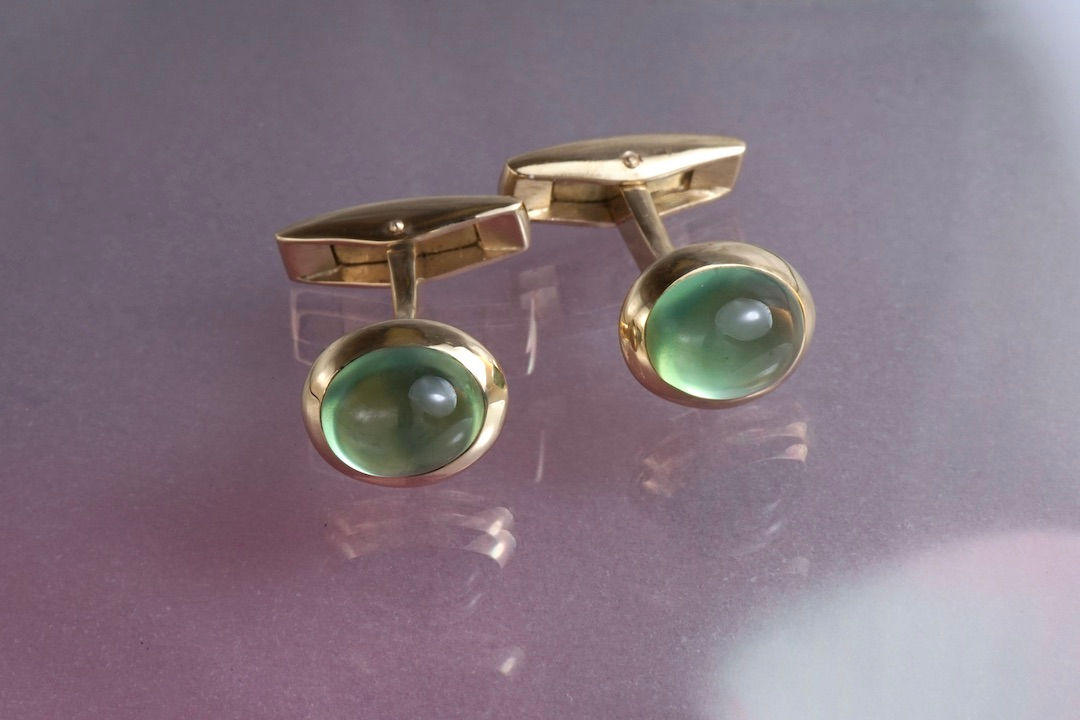 Manschettenknöpfe Phrenit Cabochon