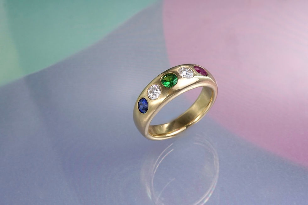 Ring Saphir/Rubin/Tsavorit Brillanten (halb)