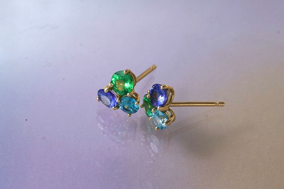 Miniaturbild: Ohrstecker "Wildblume" Zirkon/Tansanit/Tsavorit #3