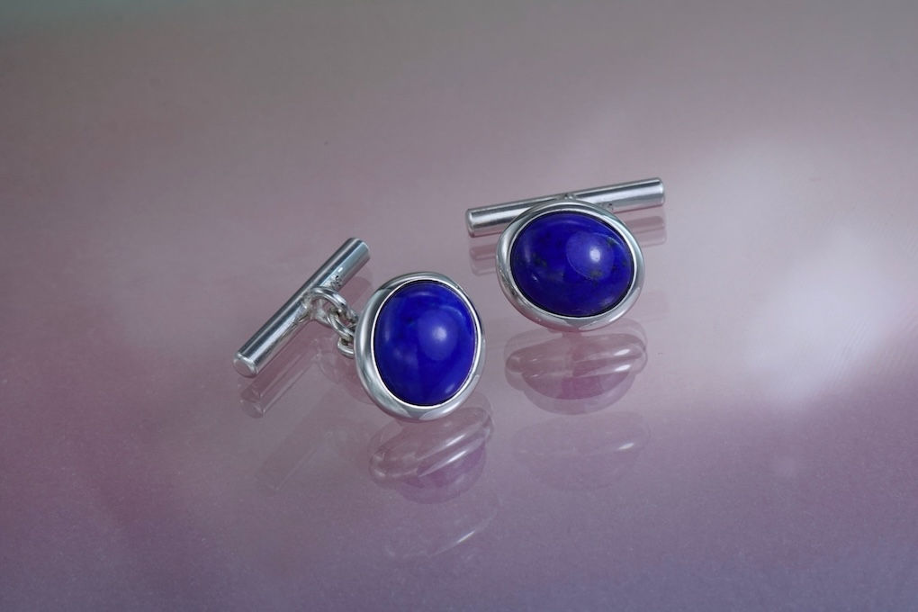 Silber: Manschettenknöpfe Lapislazuli