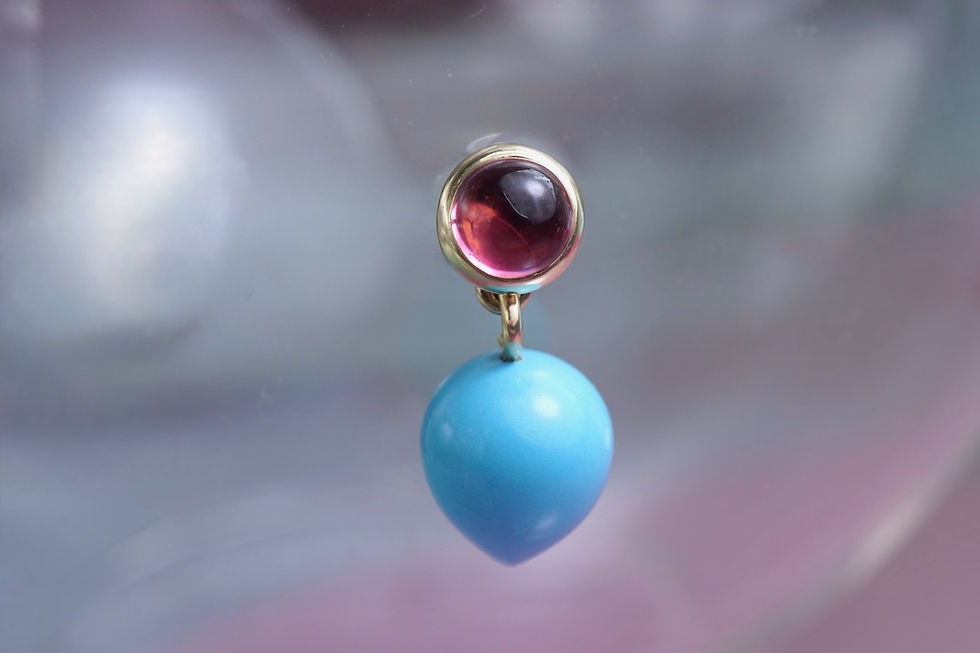 Miniaturbild: Ohrstecker Rubellit Cabochon