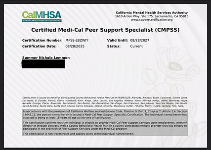 CalMHSA Peer Support Certification
