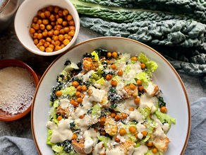 Vegan kale Caesar salad with chickpeas