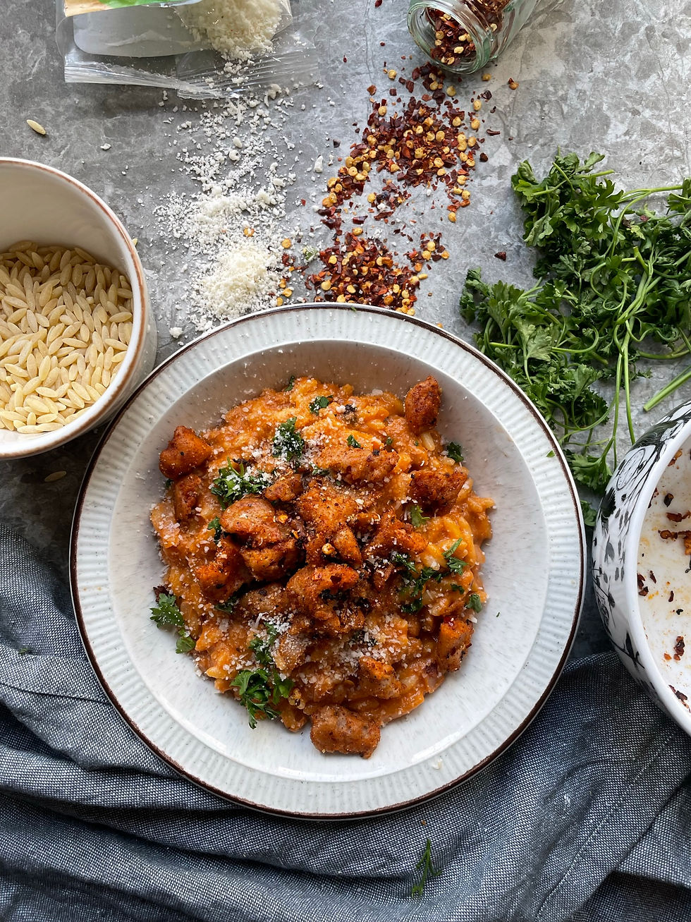 Spicy sausage and sundried tomato orzo