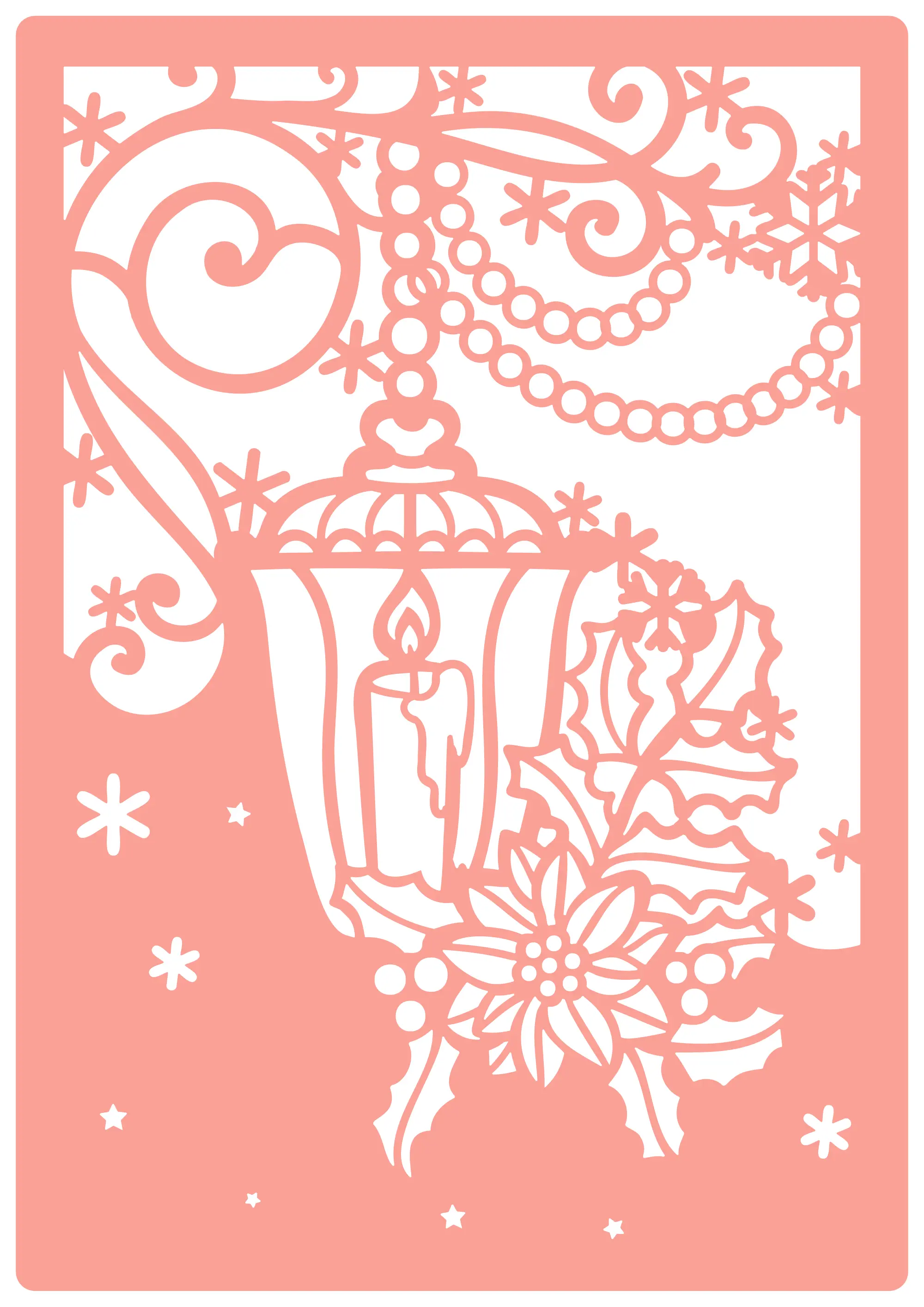 Christmas Lantern - Reusable Stencil - Non-Adhesive or Self-Adhesive
