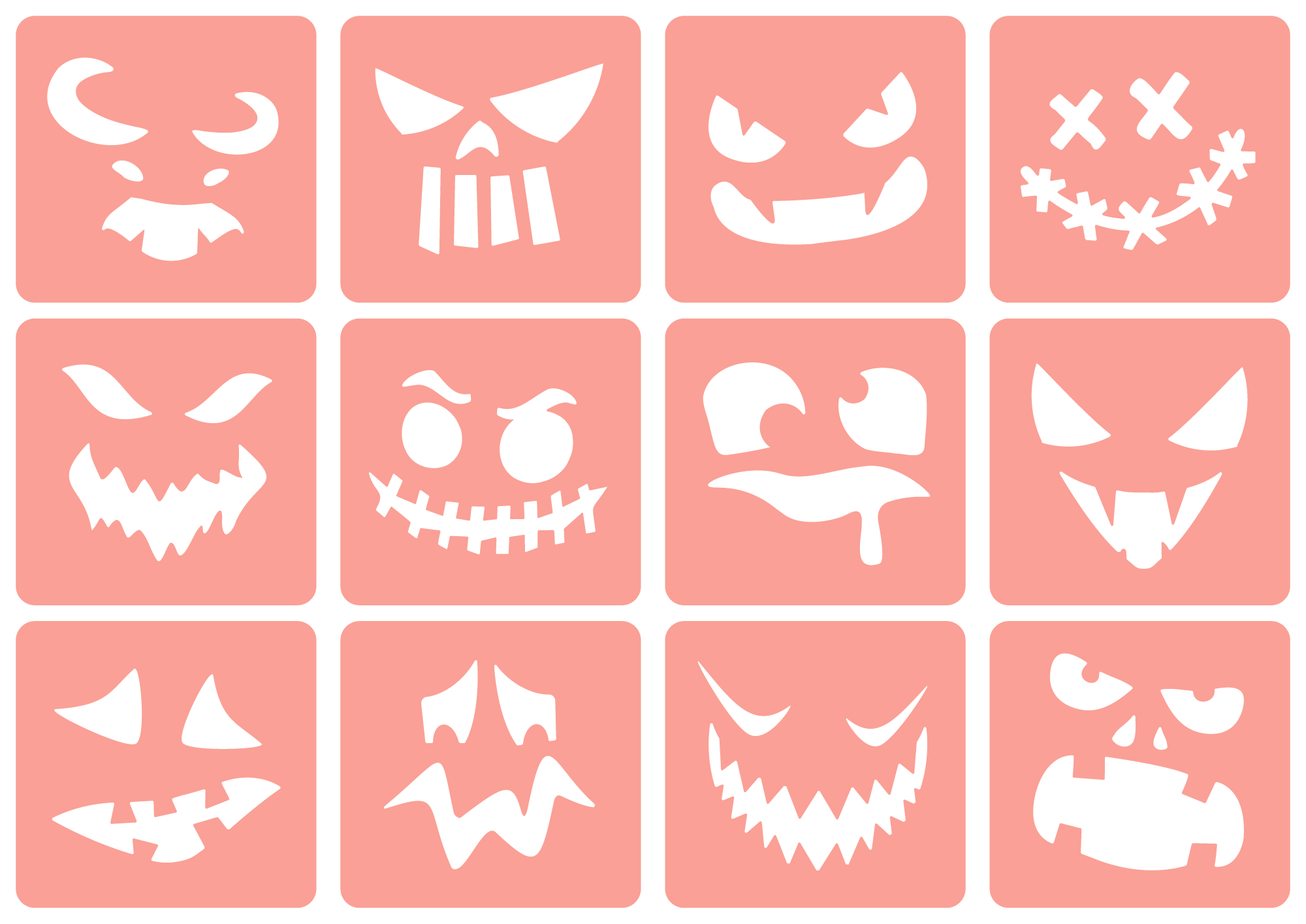 Halloween Faces - Reusable Stencil - Non-Adhesive or Self-Adhesive