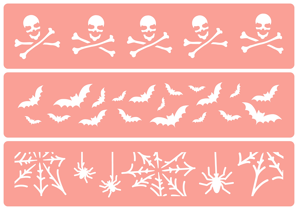 Halloween Borders - Reusable Stencil - Non-Adhesive or Self-Adhesive