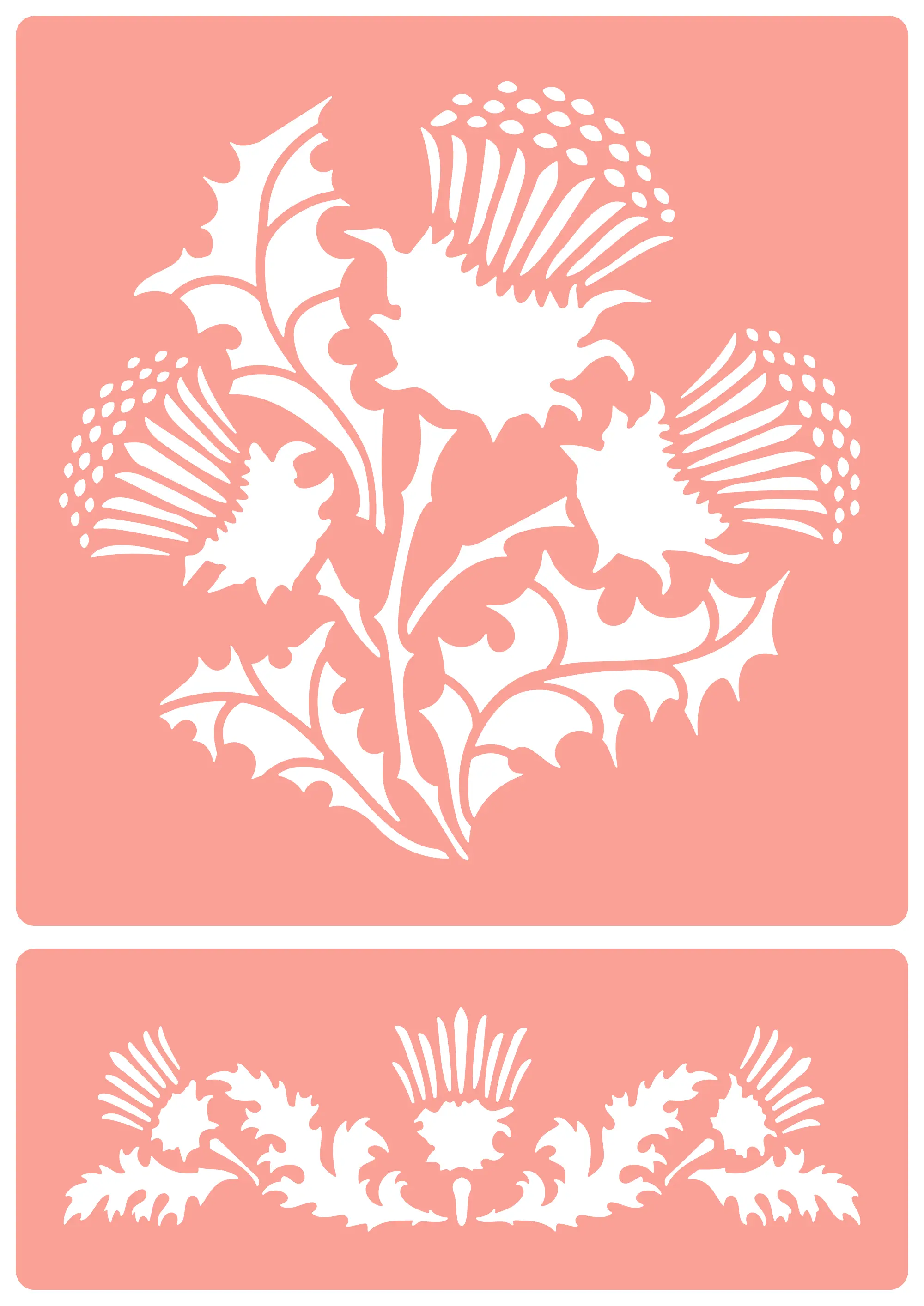 Thistle Motifs - Reusable Stencil - Non-Adhesive or Self-Adhesive